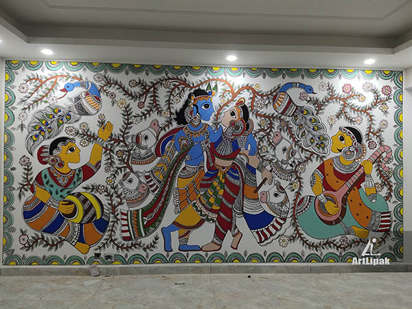 Madhubani artist in Gurgaon, Madhubani wall painting artist in Gurugram, Madhubani Wall art Artist in Gurgaon, Traditional wall painting artist in Gurgaon